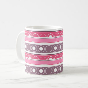 Striped pattern with circles and rings retro style coffee mug