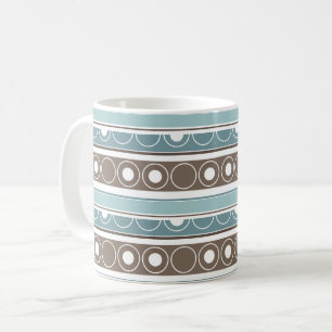 Striped pattern with circles and rings retro style coffee mug