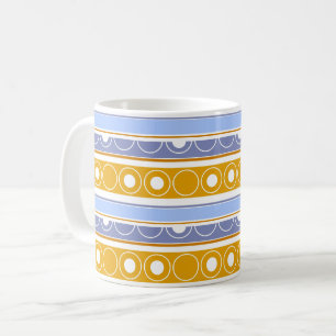 Striped pattern with circles and rings retro style coffee mug