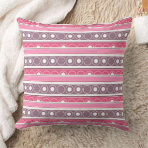 Striped pattern with circles and rings retro style cushion