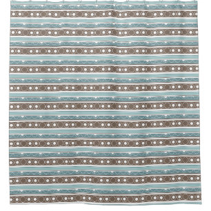 Striped pattern with circles and rings retro style shower curtain