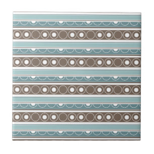 Striped pattern with circles and rings retro style tile