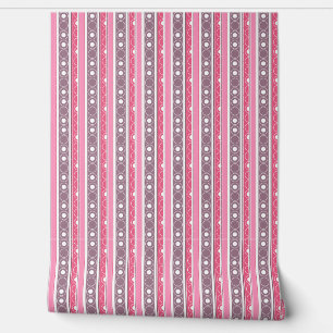 Striped pattern with circles and rings retro style wallpaper