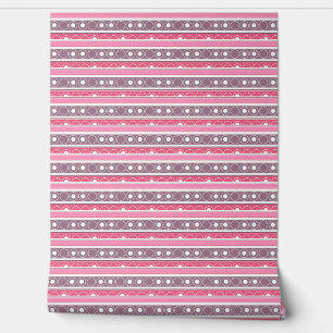 Striped pattern with circles and rings retro style wallpaper