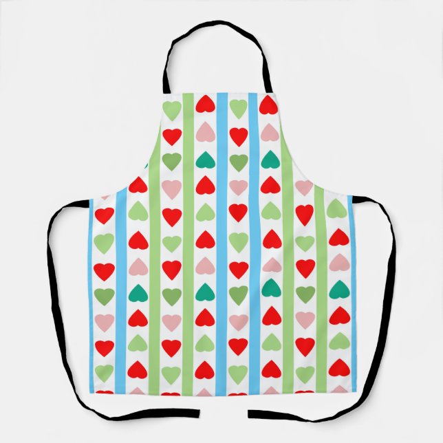Striped pattern with hearts for Valentine's day  Apron (Front)