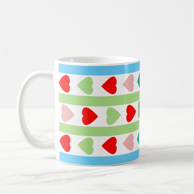 Striped pattern with hearts for Valentine's day  Coffee Mug (Left)