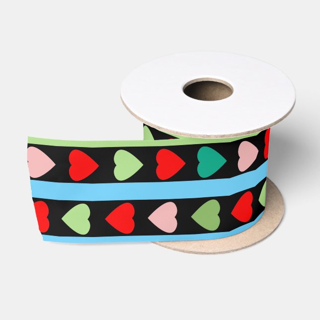 Striped pattern with hearts for Valentine's day  Satin Ribbon (Spool)