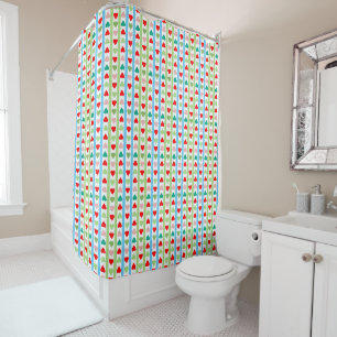 Striped pattern with hearts for Valentine's day Shower Curtain