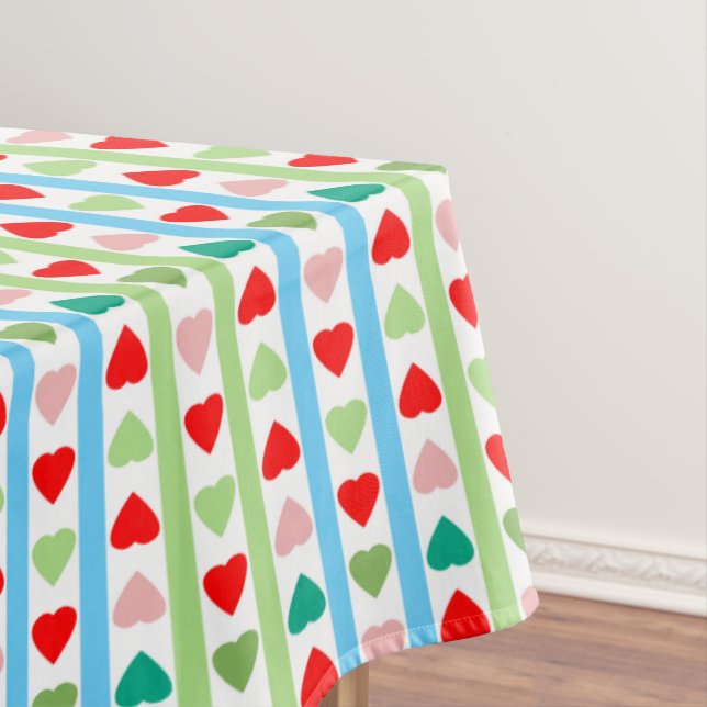 Striped pattern with hearts for Valentine's day  Tablecloth (In Situ)