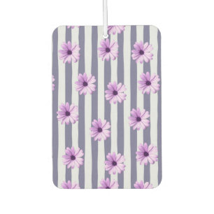 striped pattern with purple daisies car air freshener