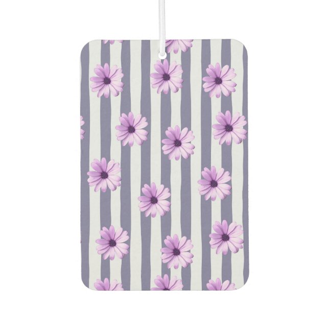 striped pattern with purple daisies car air freshener (Front)