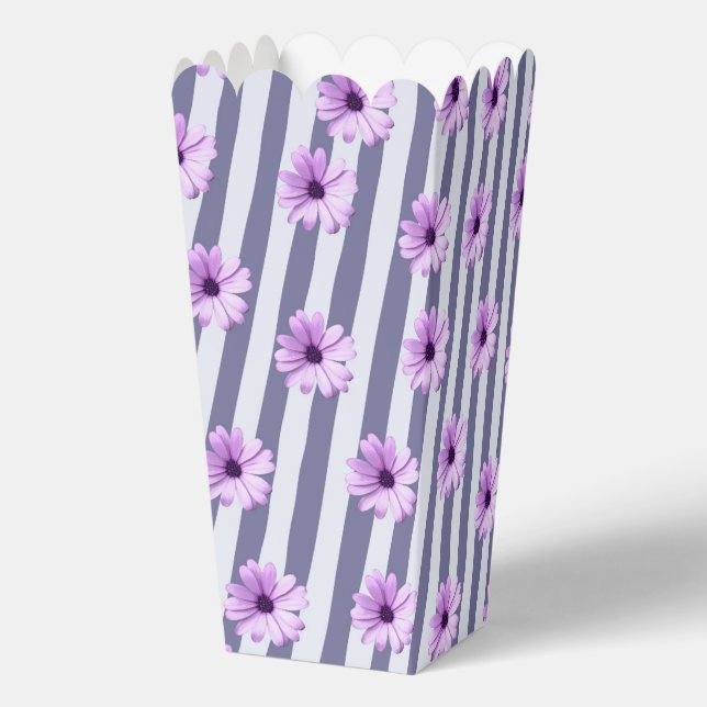 striped pattern with purple daisies favour box (Back)