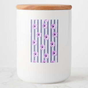 striped pattern with purple daisies food label