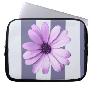 striped pattern with purple daisies laptop sleeve