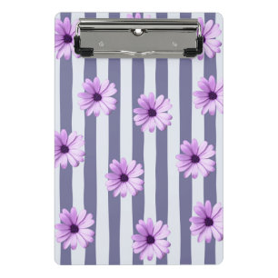 striped pattern with purple daisies mini clipboard