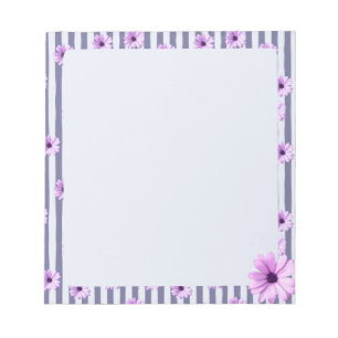 striped pattern with purple daisies notepad
