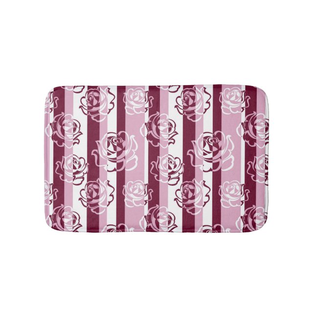 Striped pattern with roses bath mat (Front)