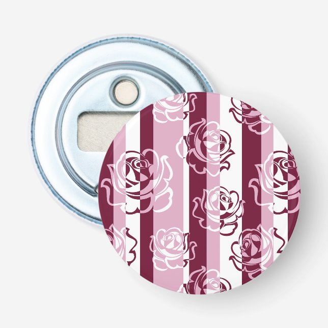 Striped pattern with roses bottle opener (Front)