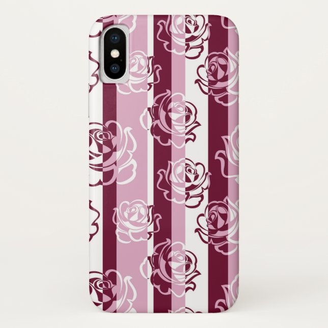 Striped pattern with roses Case-Mate iPhone case (Back)