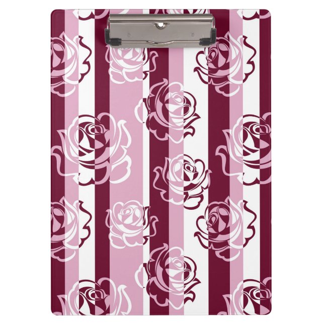 Striped pattern with roses clipboard (Front)