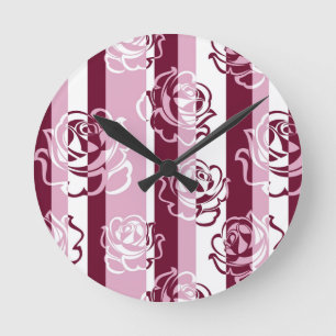 Striped pattern with roses round clock