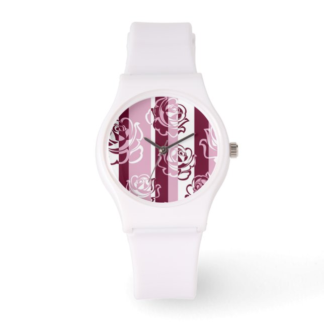 Striped pattern with roses watch (Front)