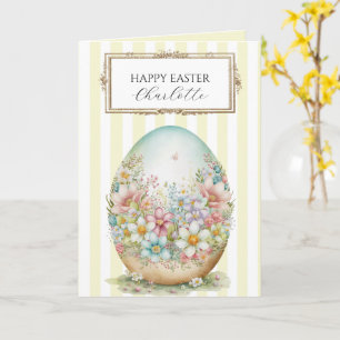 Striped Personalised Decorative Easter Egg  Card