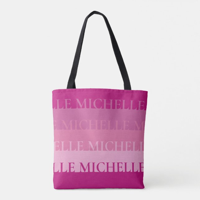 Striped Personalised Name Tote in Pink Bag (Back)