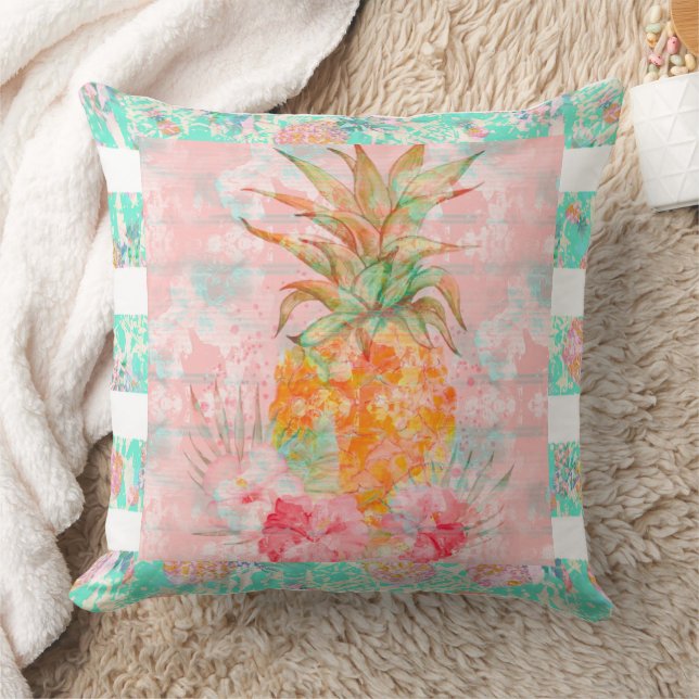 Striped Pineapple Decorative Throw Pillow (Blanket)