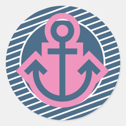Image of Striped Pink and Blue Anchor Sticker