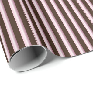 Striped Pink and Brown Line Pattern Wrapping Paper