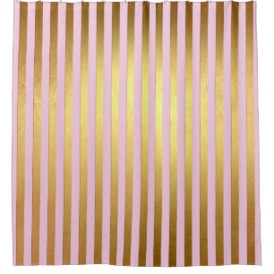 Striped- pink and golden stripes shower curtain
