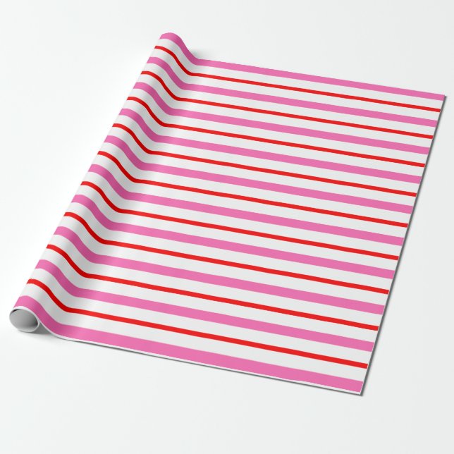 Striped Pink and Red Wrapping Paper (Unrolled)