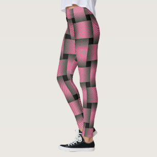 Striped Pink Basket Weave Leggings