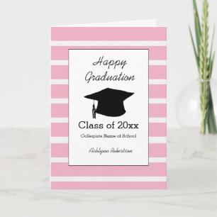 Striped Pink Class of 2025 Graduation Card