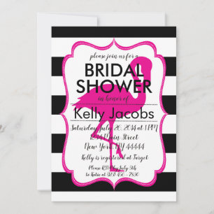 Striped Pink Flamingo Bridal Shower Invitation