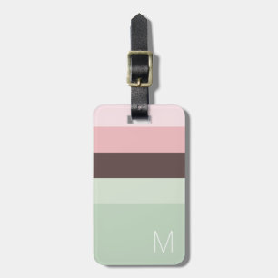 Striped Pink, Green and Brown Monogram Luggage Tag