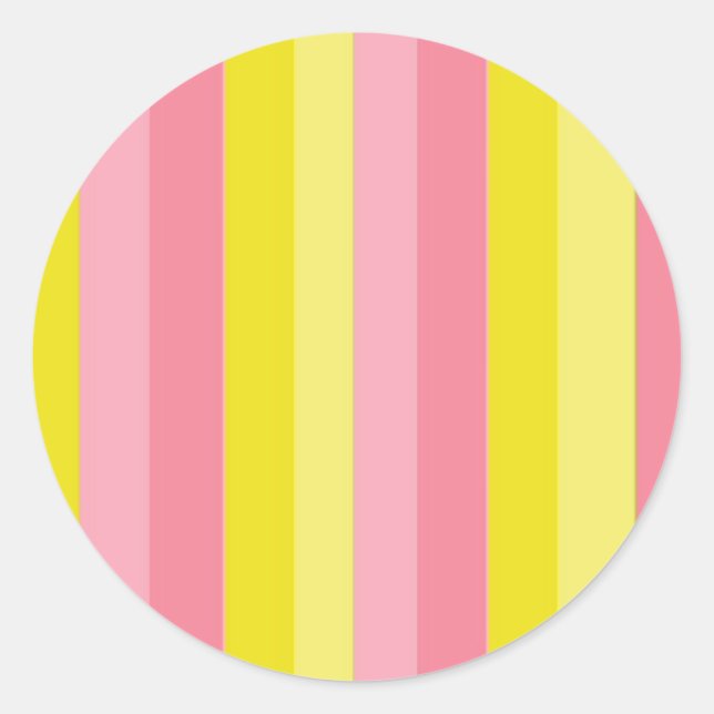 Striped Pink Lemonade Classic Round Sticker (Front)