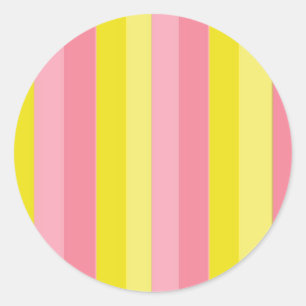 Striped Pink Lemonade Classic Round Sticker