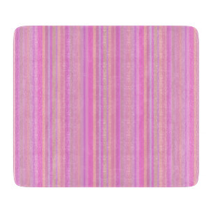 Striped Pink Pastel Retro Glass Cutting Board