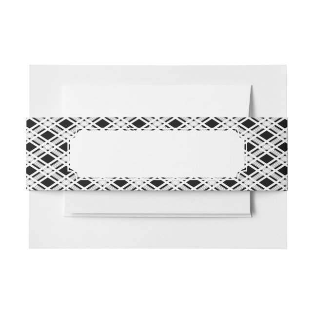 Striped Plaid Pattern Invitation Belly Band (Front Example)