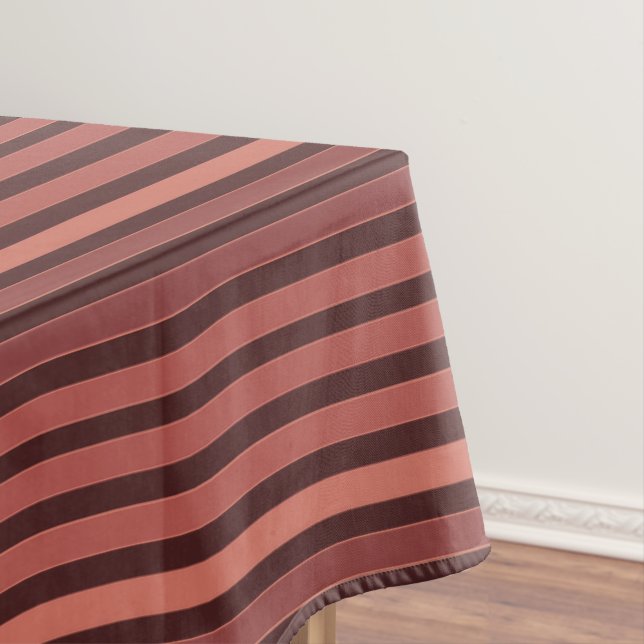Striped plain pattern retro brown tablecloth (In Situ)