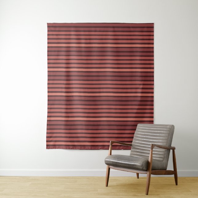 Striped plain pattern retro brown tapestry (In Situ)