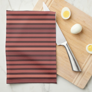 Striped plain pattern retro brown tea towel