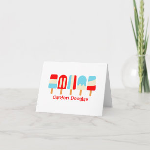 Striped Popsicles Personalised Folded Note Cards