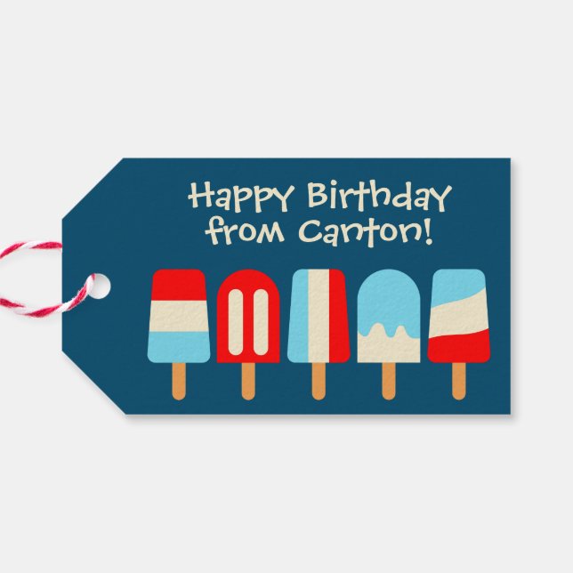 Striped Popsicles Personalised Gift Tags (Back Horizontal)