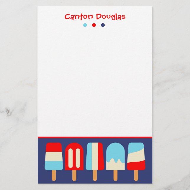Striped Popsicles Personalised Stationery (Front)