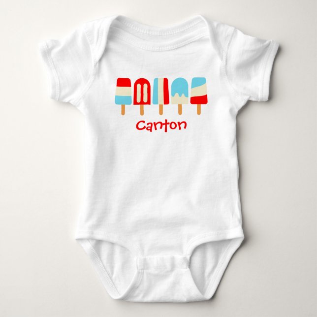 Striped Popsicles Personalised T-shirt Bodysuit (Front)