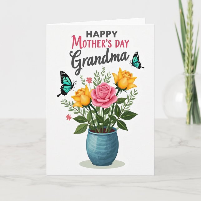 Striped Pot Mothers Day Card (Front)