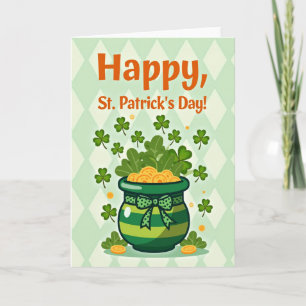 Striped Pot Of Gold Coins Card